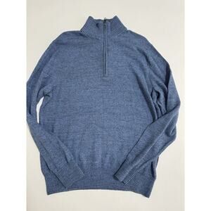 Gap 1/4 Zip Mock Pullover Sweater Mens Large Blue 100% Cotton Long Sleeve